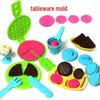 Clay Waffle Tableware Set: Plates, Dishes, Ice Cream Cups for Children's Handmade Dessert and Pastry Play.