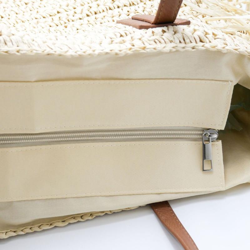 New Large-capacity Straw Woven Bag Women's Versatile Handwoven Bag Fringed Shoulder Tote Bag Vacation Beach Bag