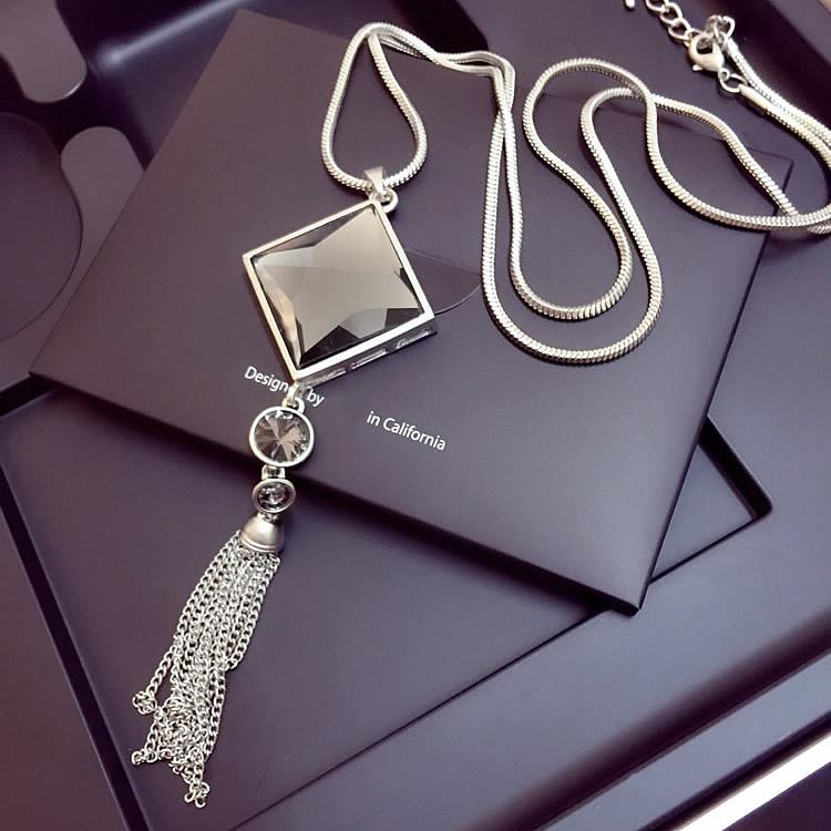 Korean Elegant Tassel Sweater Chain Necklace for Women