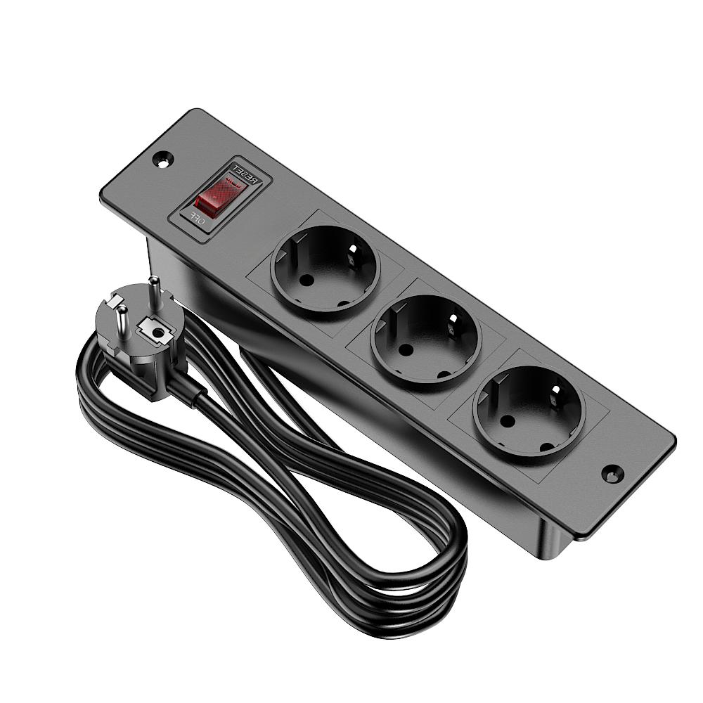 Recessed Power Strip with 2 Sockets USB A USB C Ports Embedded Furniture Charging Station for Desk Nightstand Cabinet