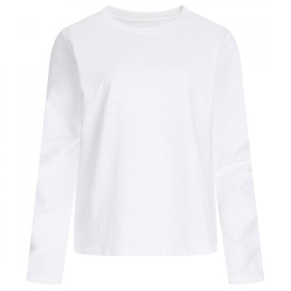 Shop Women Basic Semi Crop Round Neck Long Sleeve T shirT Dai Wsh 1153 whiTe