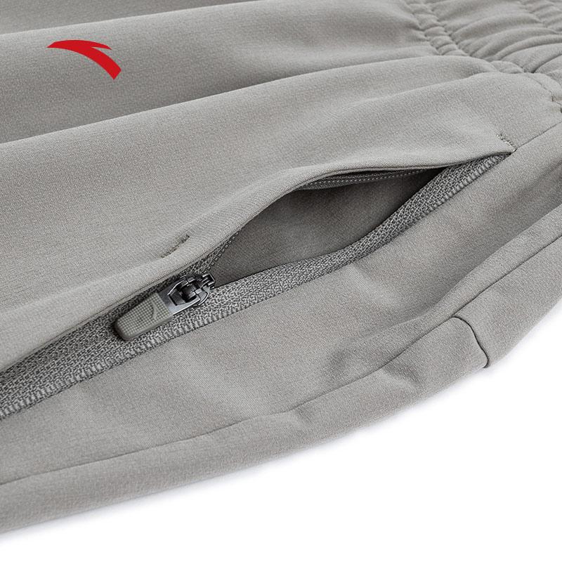 Anta Casual Simple Solid Color Straight Fit Quick Dry Breathable Knitted Sports Pants Men bottoms Gray 152437501N-1