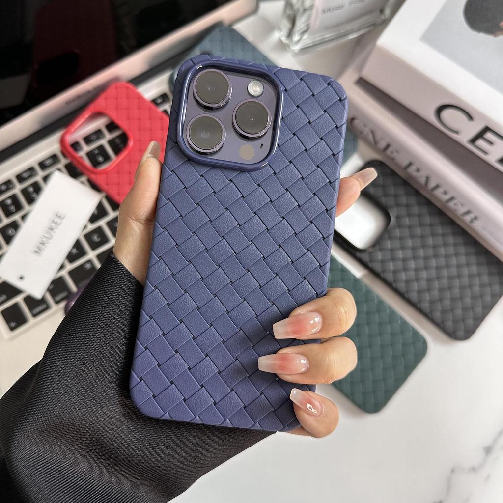 Applicable To IPhone 16pro Mobile Phone Case Apple 15 Mobile Phone Case Solid Color Braided Heat Dissipation and Breathable Tpu Protective Case Soft