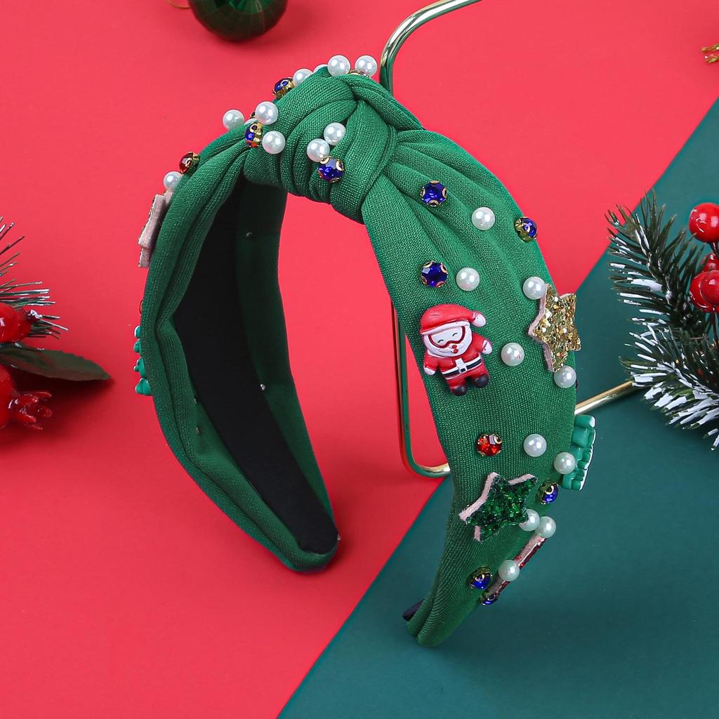 Christmas Cartoon Reindeer & Santa Rhinestone Headband – Festive Party Hair Accessory