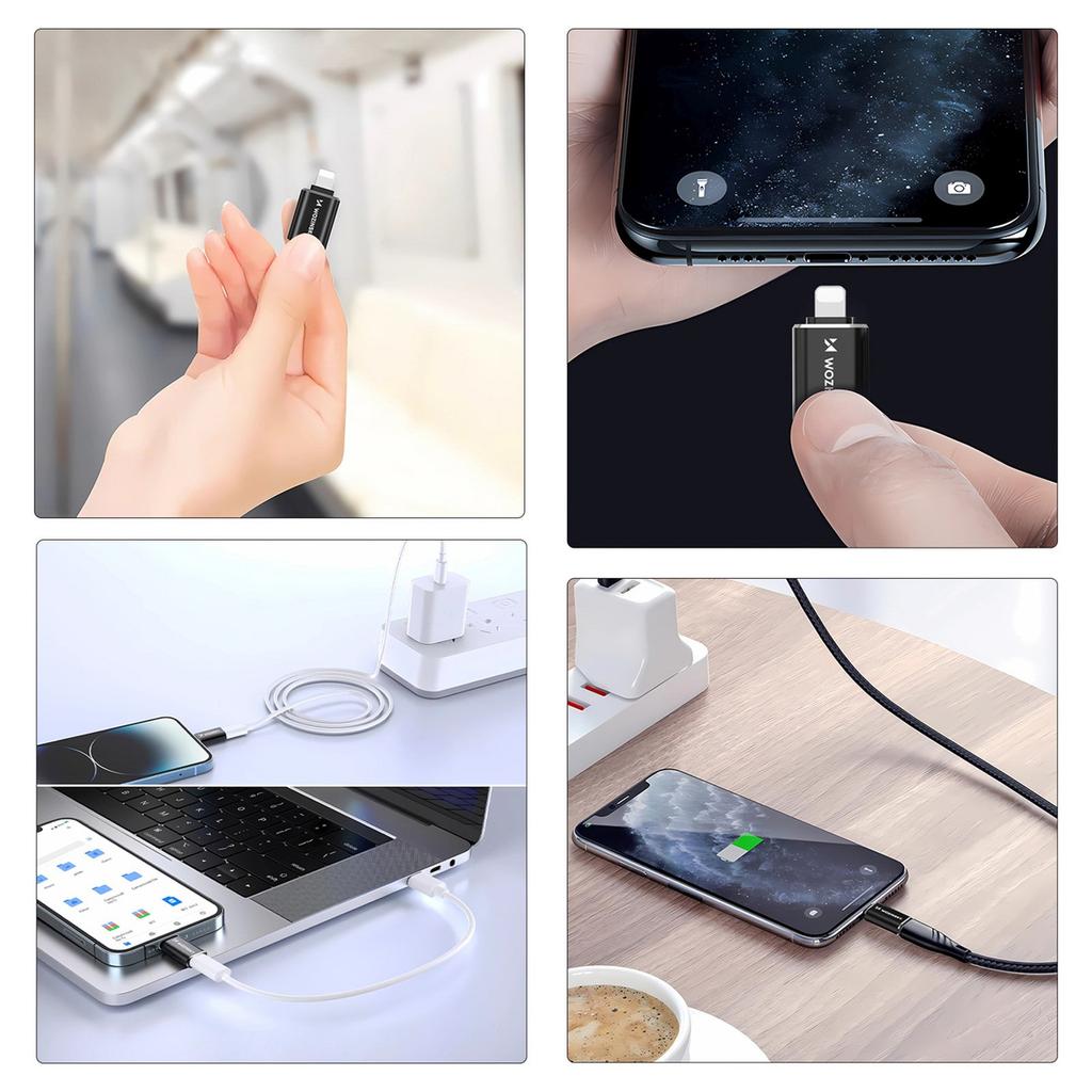 Adapter przejściówka iPhone Lightning - USB-C - czarny