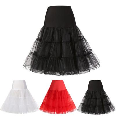 Gauze Puffy Skirt High Waist Multi-Layered Hem Mini Skirt Solid Color A-Line Party
