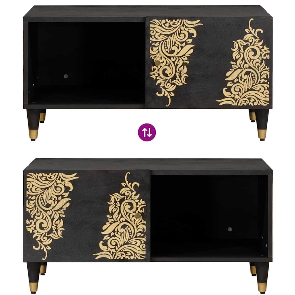 Black Coffee Table 80 x 50 x 40 cm Solid Mango Wood