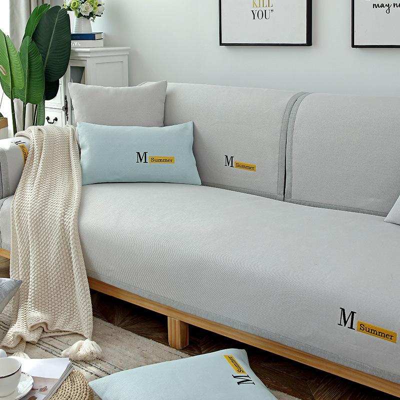 

Summer Sofa Cushion Nordic Non-Slip Ice Silk Seat Cushion Modern Cover Towel for Four Seasons Simple Design 50*70