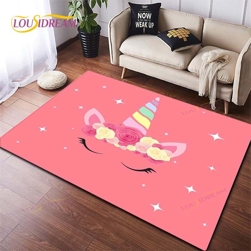 Cartoon Cute Unicorn Home Decor Bathroom  Soft Rugs Carpets for Living Room Rug for Kitchen on The Floor Mat Bedroom Mat