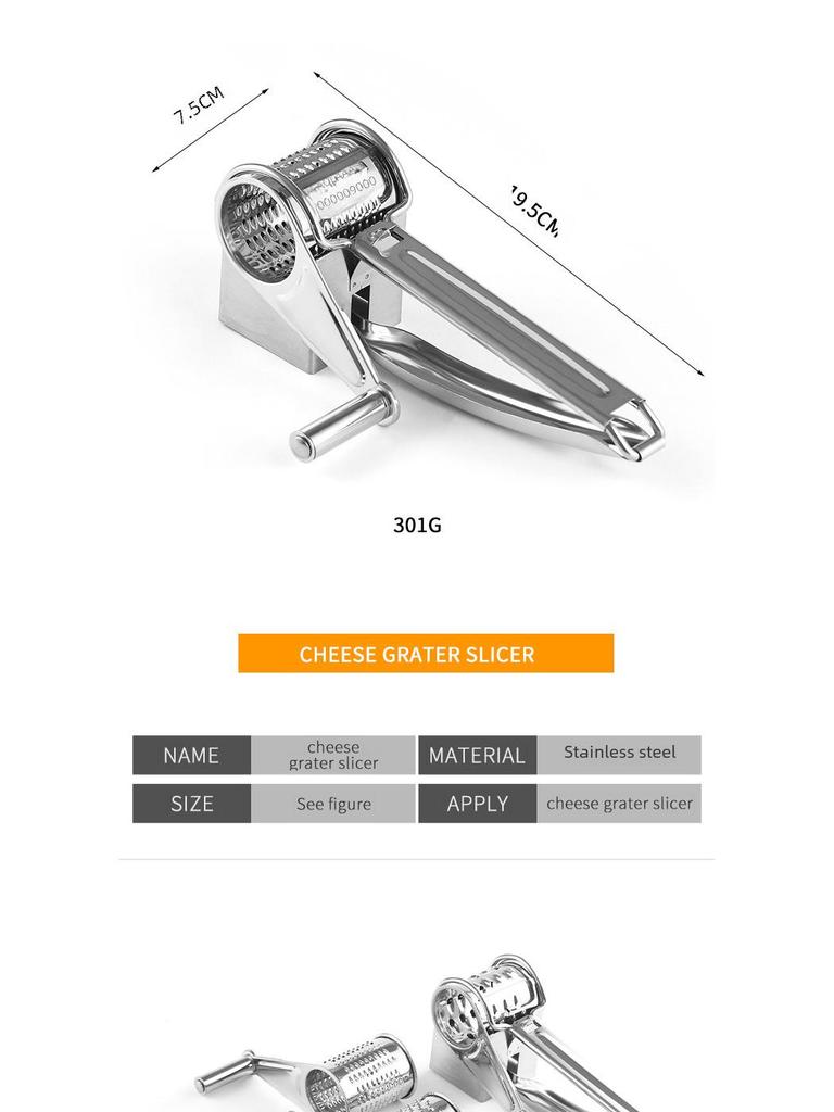 Multi-Purpose Hand-Crank Vegetable & Cheese Shredder