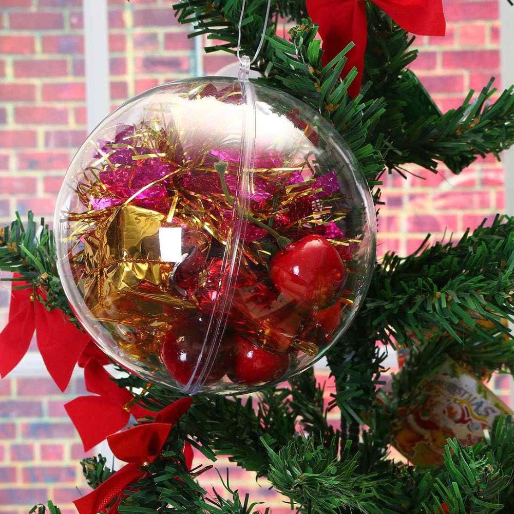 20/1PCS Fillable Plastic Hanging Ball Ornaments Open Transparent Balls for Christmas Wedding Party Home DIY Decor Craft Supplies