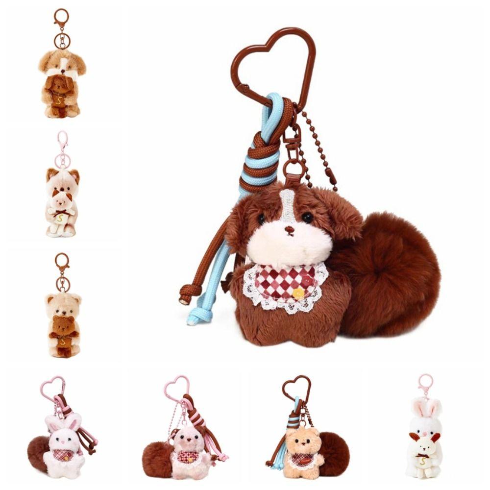 Bear Rabbit Dog Keychain Cat Key Ring Friendship Rabbit Plush Dolls Pendant Girls
