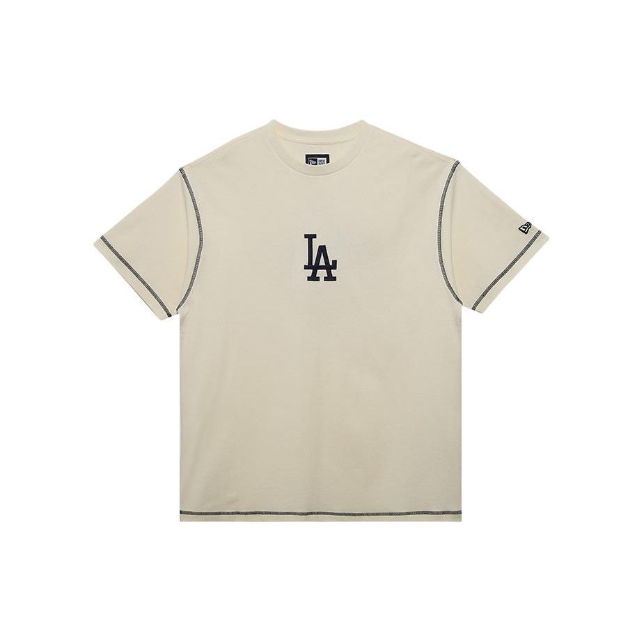 New Era MLB NY Embroidered Round Neck Summer American Short Sleeve T-Shirt Unisex Tops Ivory 14187467
