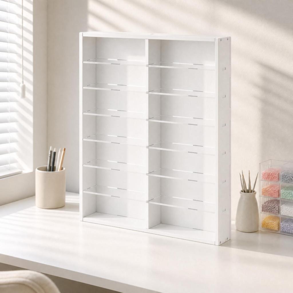 Freestanding Bead Storage Rack Compact with Transparent Front Rails for Desktop,