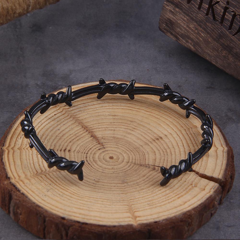 Fashion Vintage Twisted Knotted Twisted Thorn Opening Bracelet Stainless Steel Simple Design Trendy Party Jewelry Gift