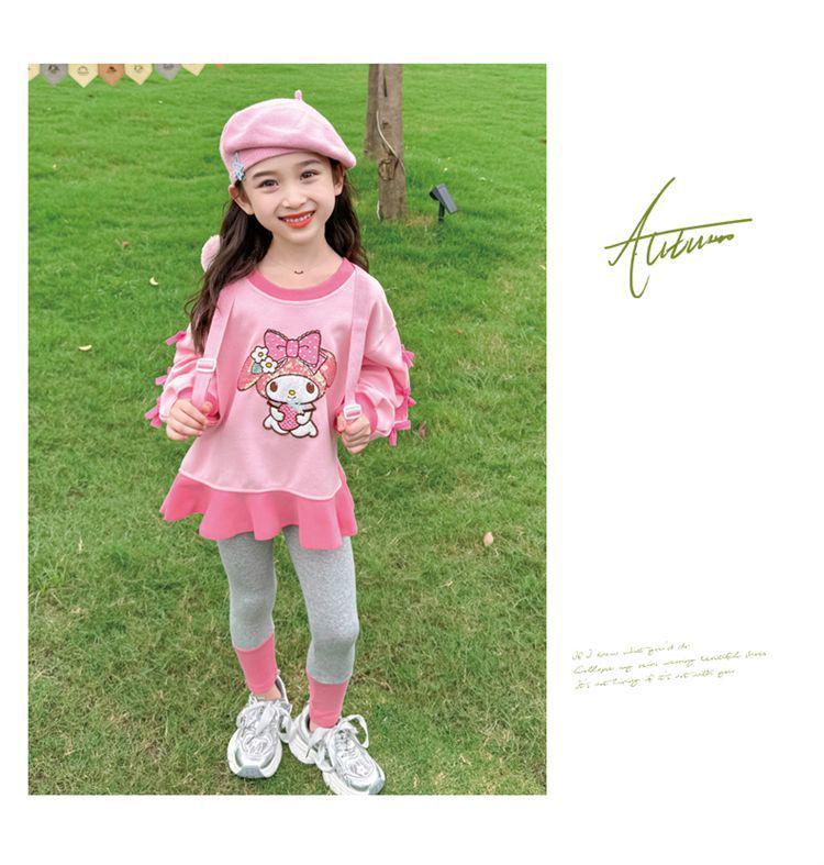 Girls' Toddler Long Sleeve Korean Style Casual Sweatshirt and Dress Set for Spring and Autumn