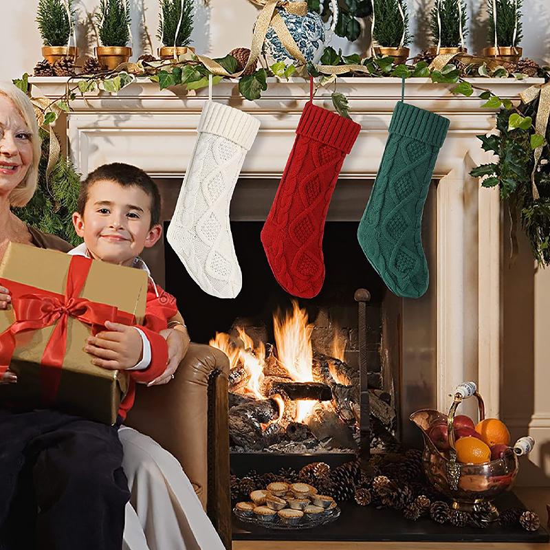 Large 46Cm Knitted Wool Home Wall Decoration Candy Bag Gift Bag Socks Hanging Christmas Socks