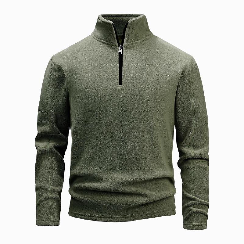 Men S Half Zip Stand Collar Long Sleeve Sweatshirt Autumn Winter Casual