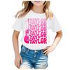 Summer Round Neck 3D Guitar Printed Top Fashionable Casual Short Sleeved Children's Girl T-shirts