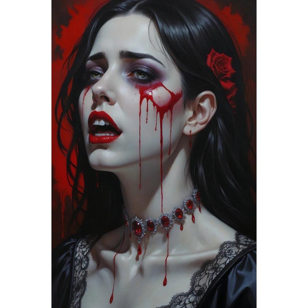 Dark Fantasy Romantic Gothic Vampire Queen Horror Blood Poster Print Wall Art Pictures Canvas Painting Living Room Home Decor