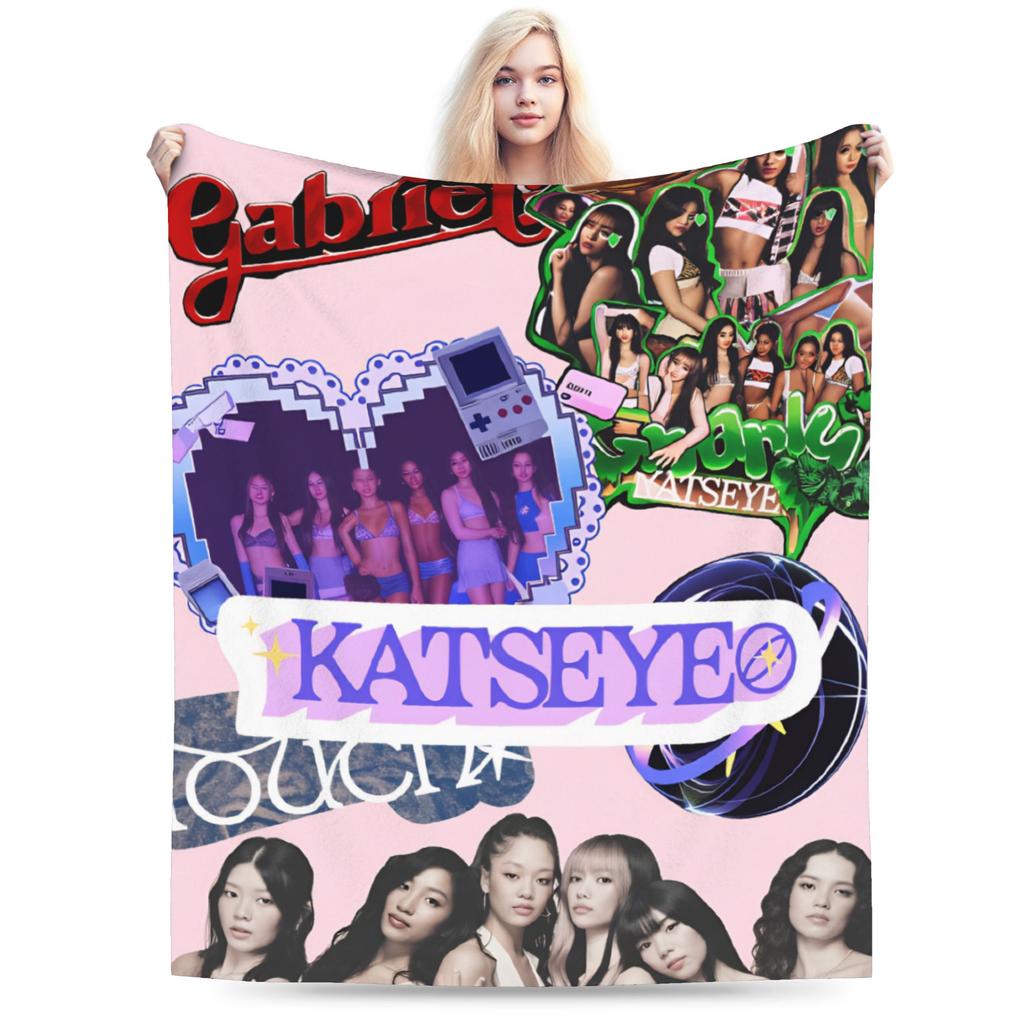Katseye Kpop hudba Super měkká deka Studentská plyšová přehozová deka Vtipná na pohovku křeslo Flanelové přehozy Potah na pohovku postel