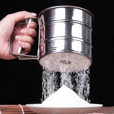 Baking Flour Sifter Double Layer Fine Mesh Powder Sugar Shaker Duster Handheld Stainless Steel Sifter Baking Cake Flour Sieve Tool Kitchen Supplies