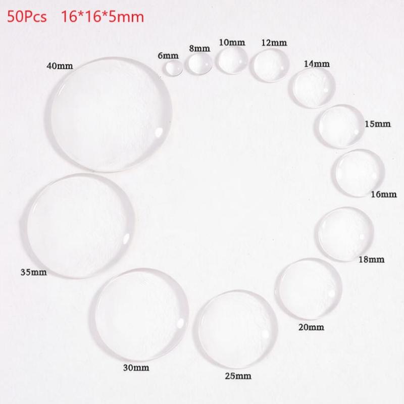 Clear Transparent Round Glass Cabochon 10/50 Pcs 6-40mm Flat Back for Scrapbooking Jewelry Making Craft Supplies