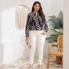 Vintage Printed Loose Long Sleeve Plus Size Commute Blouse For Women