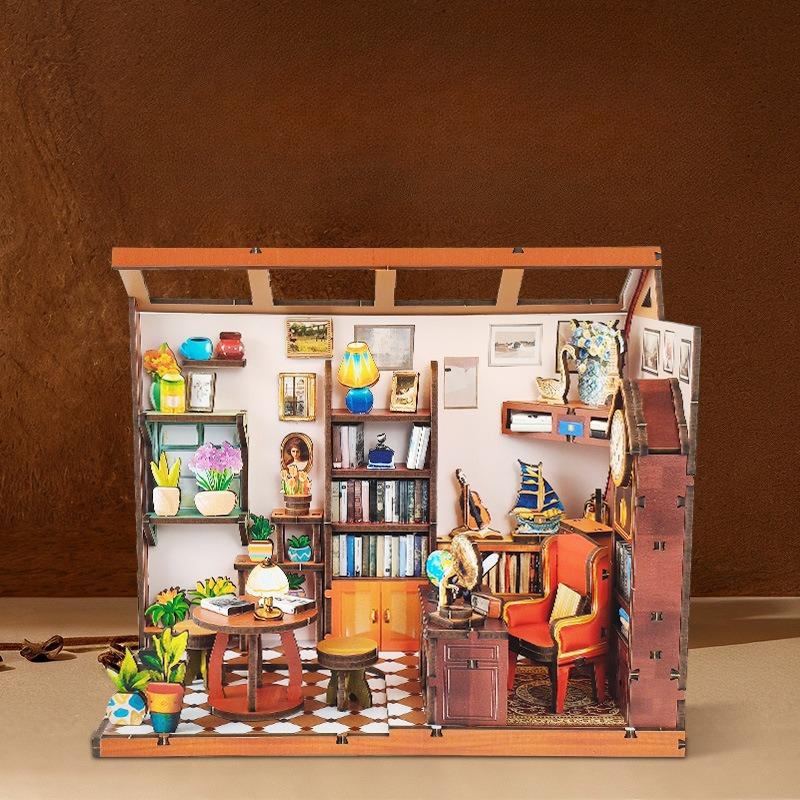 Book Nook Kit 3D Wooden Puzzle Bookstore DIY Miniature House Bookshelf Tabletop Wall Decor for Craft Lovers Dollhouse Gift
