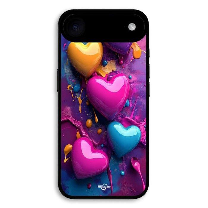 Coque Pour iPhone 17 Air Coeurs colorés fond violet