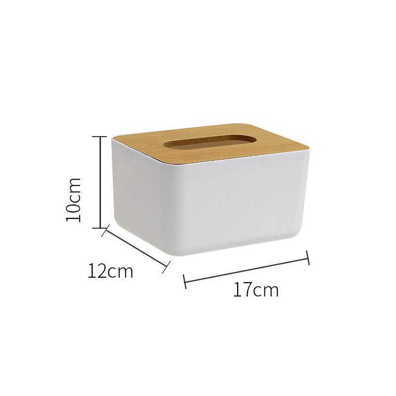 Wood Grain Tissue Box with Remote Control Holder and Pen Compartment for Coffee Table or Living Room Use