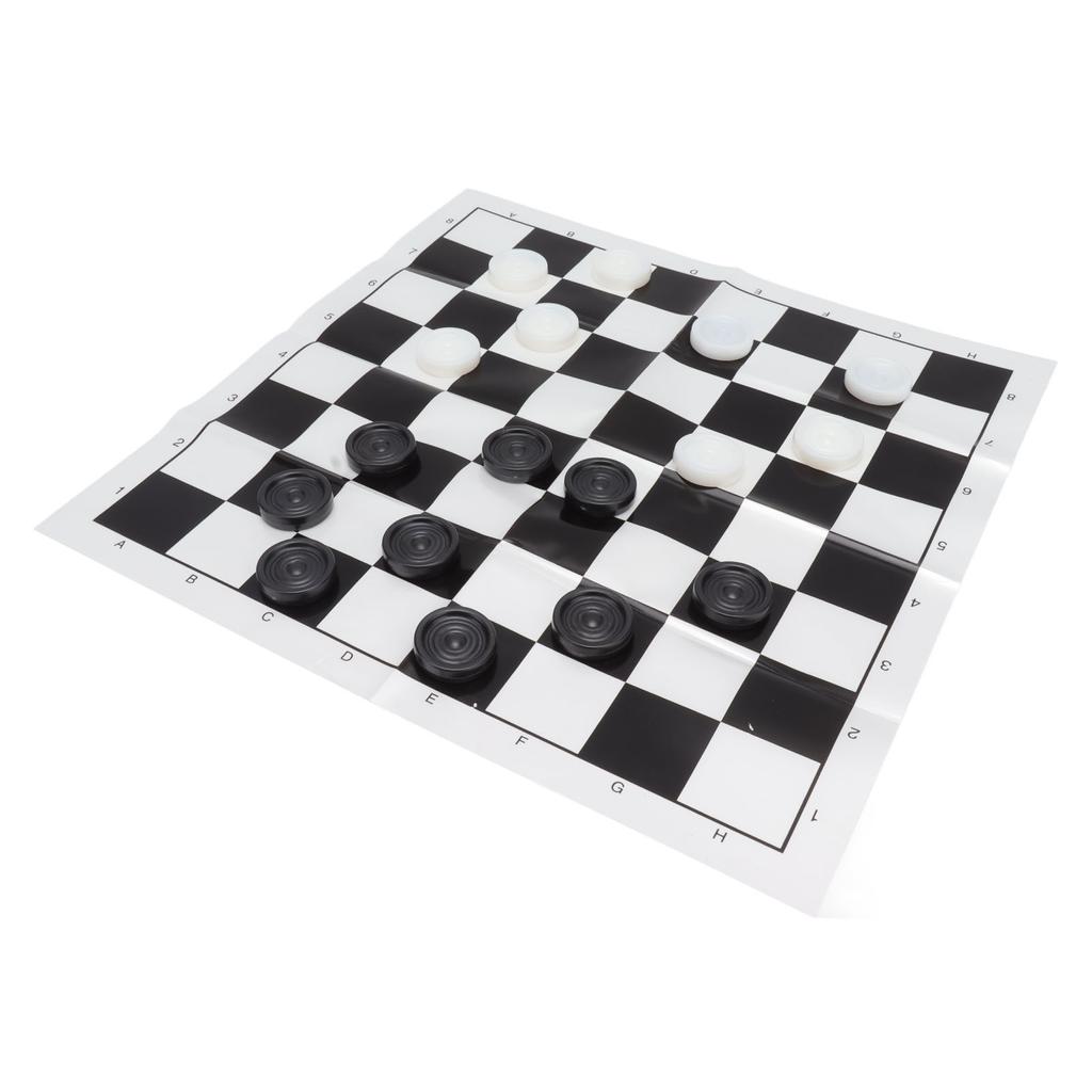 Checkers Set Stackable Black White Plastic Pieces Draughts Board Game with Transparent Box for 3 Years Old Above