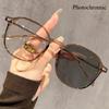 Unisex Large Frame Pochromic Reading Glasses Men Women Vintage Color Changing Glasses Retro Square Anti-UV Far Sight Eyewear