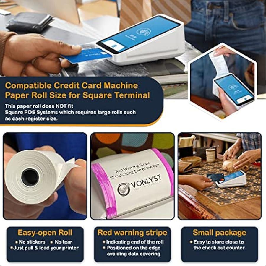 

Рулон чековой бумаги для терминала Square для кредитных карт 10 рулонов United States
