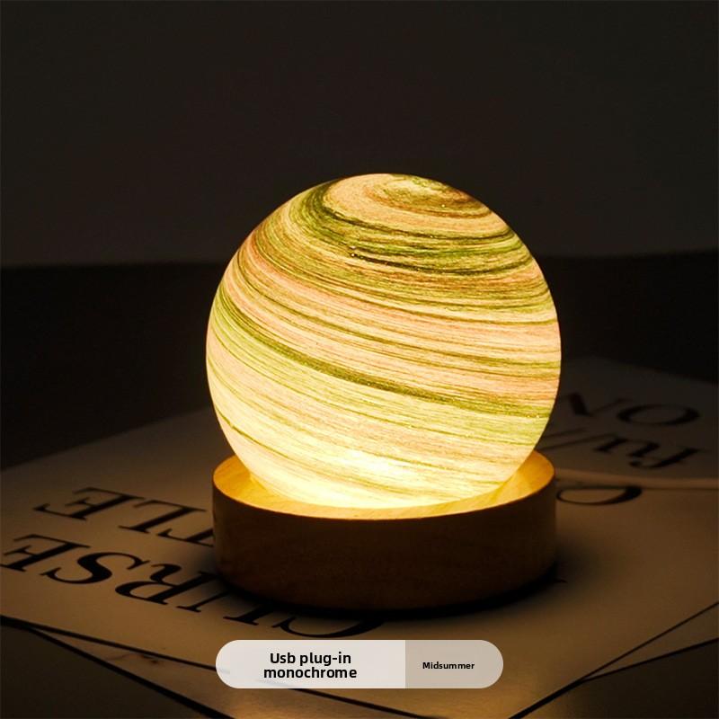 

Planet Lampshade Integrated Star Light Log Seat Type-C Charging Night Light Aurora Glass Lighting Gift USB-powered 3 color