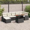 8-Piece Garden Sofa Set with Black Poly Rattan Cushions, 2-Seater Garden Sofa with Storage 3358350