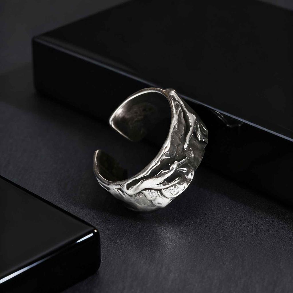 The Hand Of God Vintage Metal Ring Unique Retro Gray Color Adjustable Open Rings Artistic Trendy Religious Jewelry Gift for Men