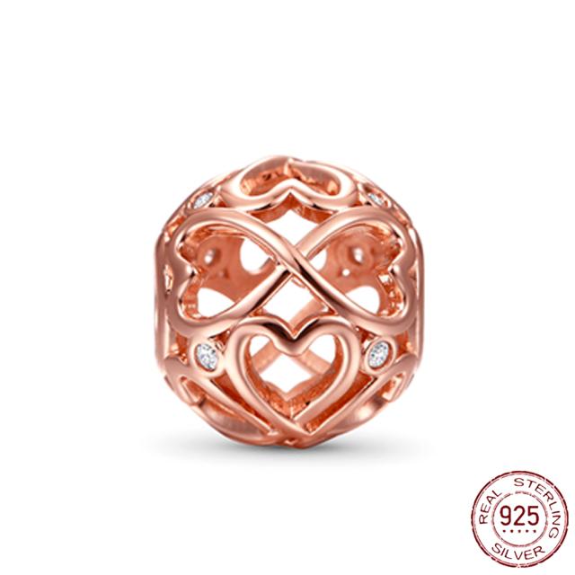 925 Sterling Silver   Autumn New Charm Flower Pink Series Charm Beads Fit Original Bracelets Women Jewelry