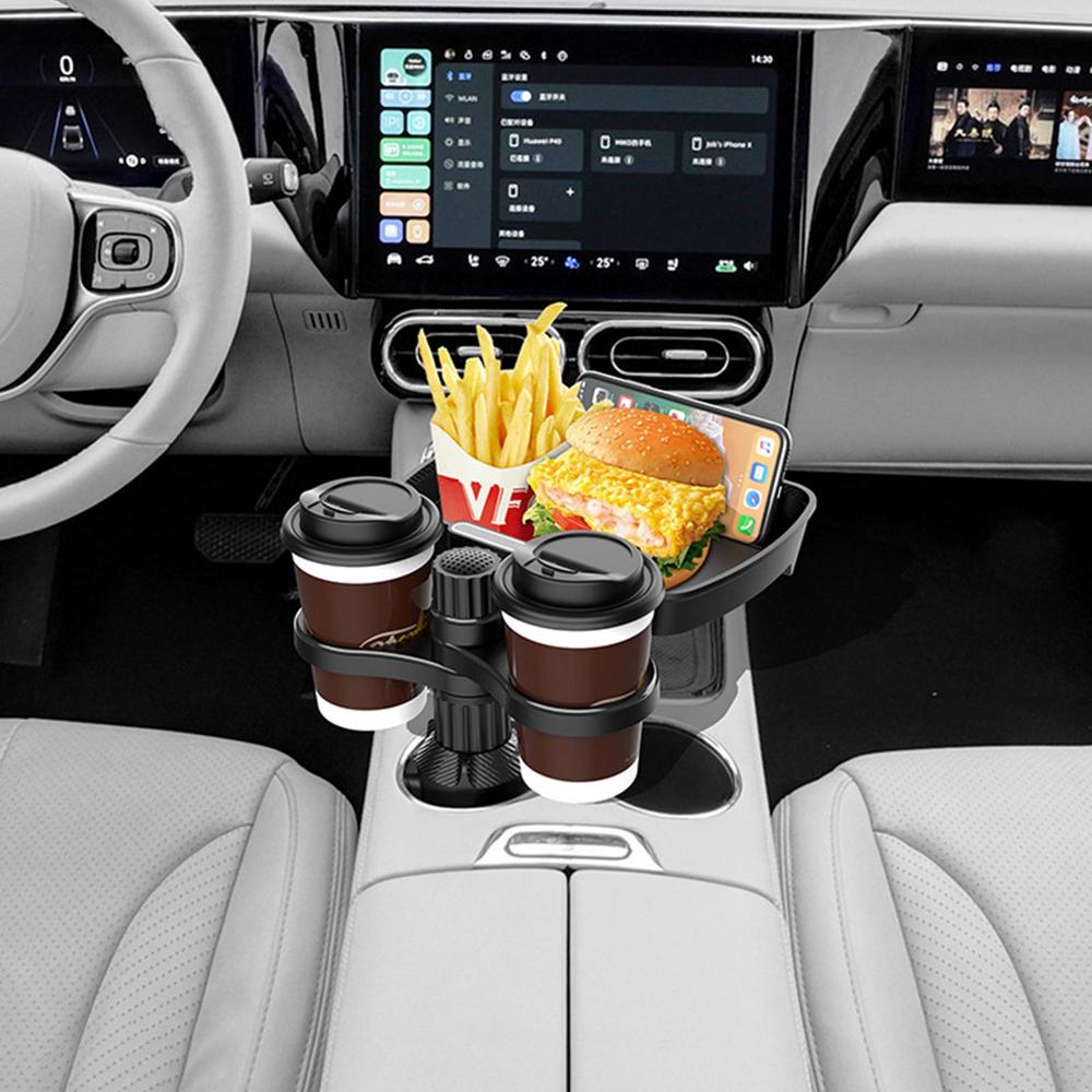Multifunctional Car Cup Holder With Attachable Tray 360 Swivel Adjustable Car Food Eating Tray Table Auto Cup Holders