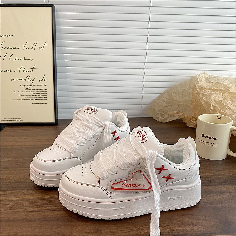 2025 new spring versatile platform bread shoes ins new Chinese street photography college style casual skateboard shoes