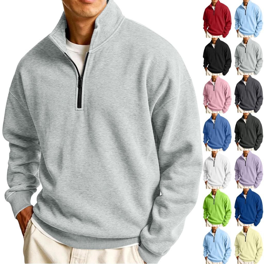 Men's Pullover with Collar Long Sleeve Casual Sweatshirt