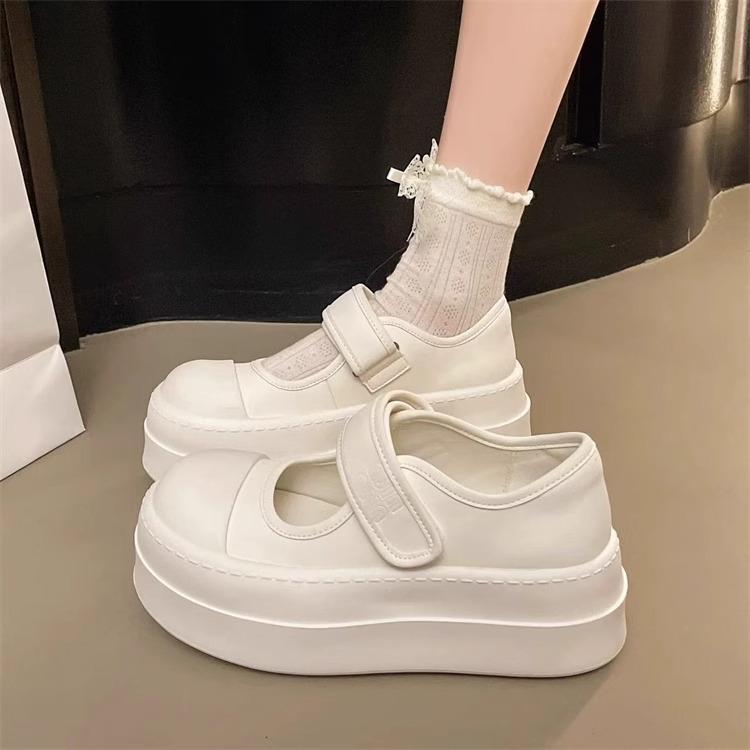 Thick-soled Velcro ugly cute women's shoes 2025 new summer breathable height increase small versatile little white shoes muffin shoes