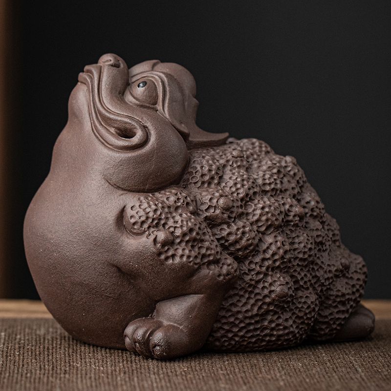 Handmade Boutique Purple Sand Tea Pet Lucky Golden Toad Can Raise Tea Play Tea Art Creative Office Home Ornament Teaware