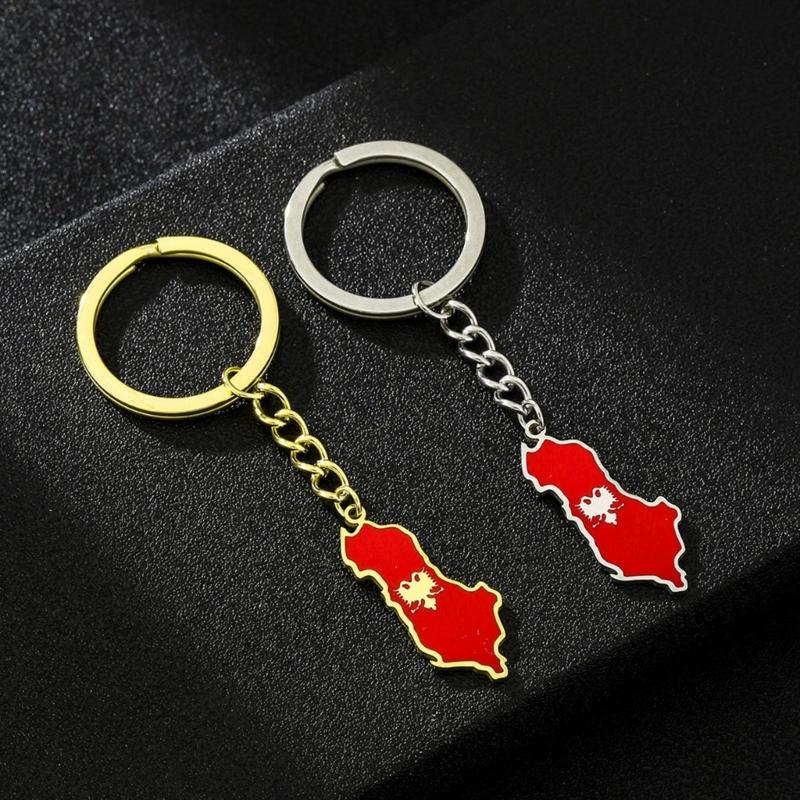 Albania Eagle Map Flag Keychain Ethnic Style Keyrings Jewelry Accessory for Bag