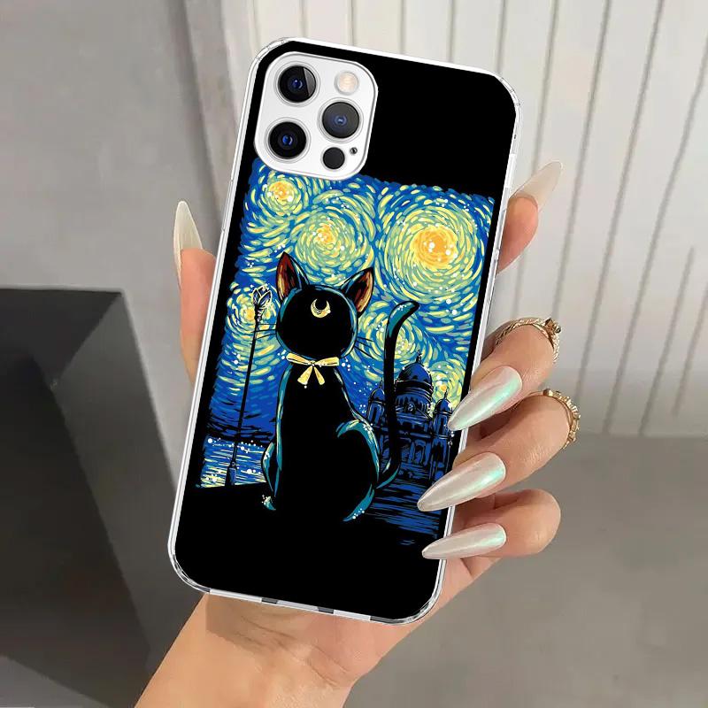 Black Cat Cartoon Cute Phone Case for Iphone 17 Air 16 15 Plus 14 13 Mini 12 11 Pro Max 16E 7 8 SE 2020 Soft Funda Print Shell 1