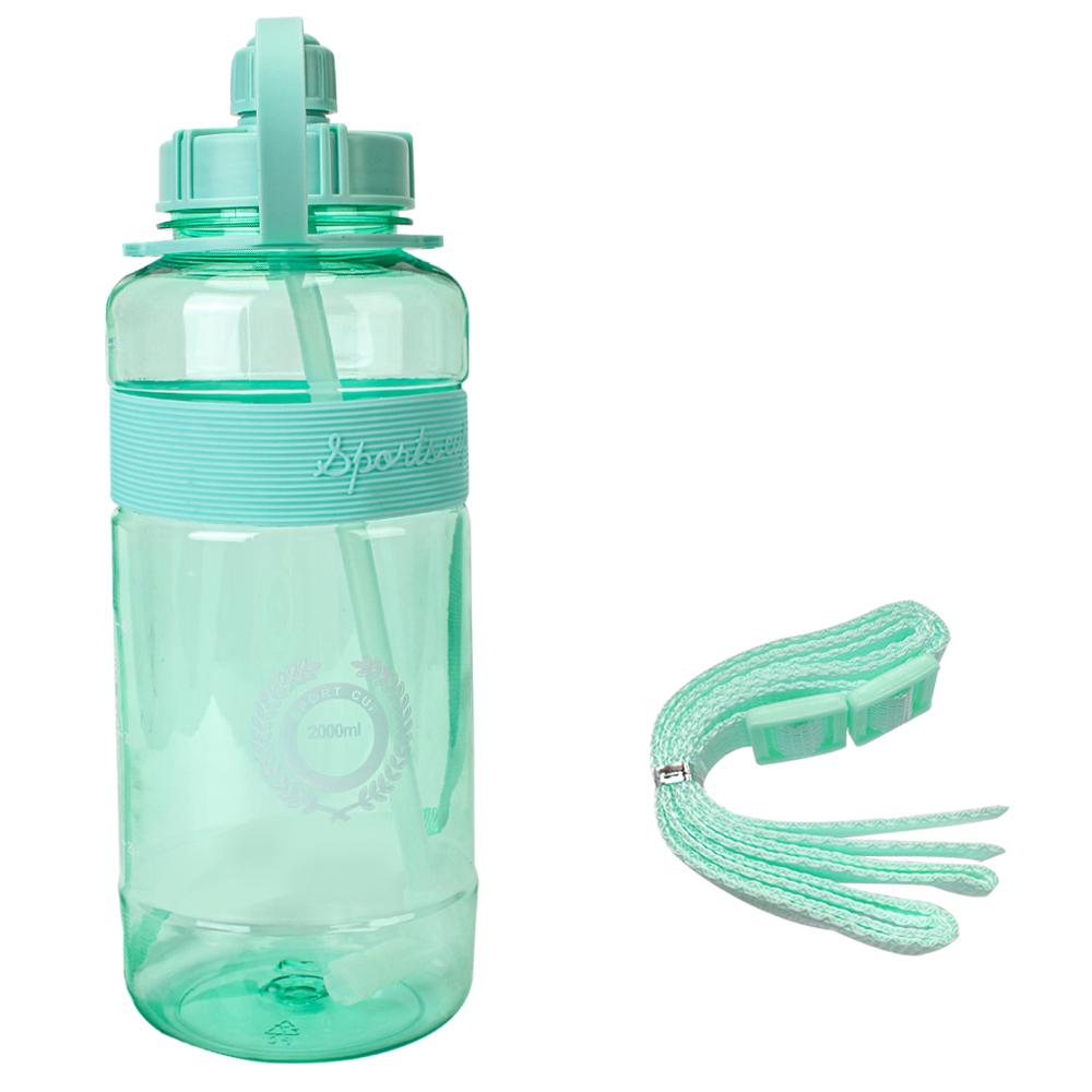 

Бутылка для воды для спорта на открытом воздухе, фитнеса, велоспорта, скалолазания, космическая кружка 2 л, большая емкость, для кемпинга, пикника, пластиковая соломинка, чайник, питьевая бутылка Green