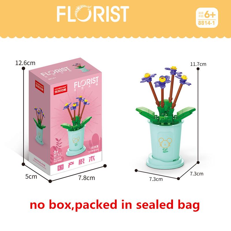 Creative Kawaii Milk Tea Cup Building Block Flower Bouquet Potted DIY Rose Bricks Decor Toys For Children Kids Christmas Gift