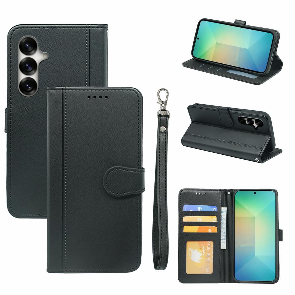 For Samsung Galaxy S26+ Wallet Case Magnetic Snap Leather Phone Cover with Strap