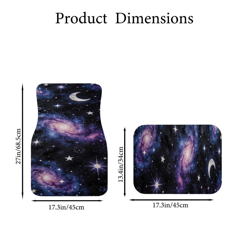 Galaxy Pattern Car Floor Mats Crystal Velvet Material 4pcs Set With Trunk Mat Travel Accessory Playful Design Protective Cover V