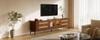 TV Cabinet, Tempered Safety Glass Doors, App-Controllable LED Lighting, Living Room Storage Cabinet, Chipboard, Solid Wood Legs, Four Drawers